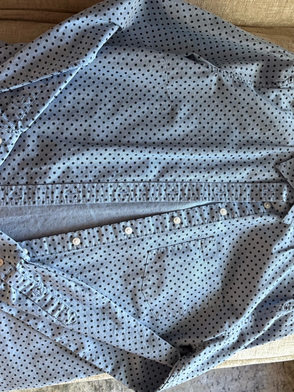 Light Blue Polka Dot Button-Up Shirt
